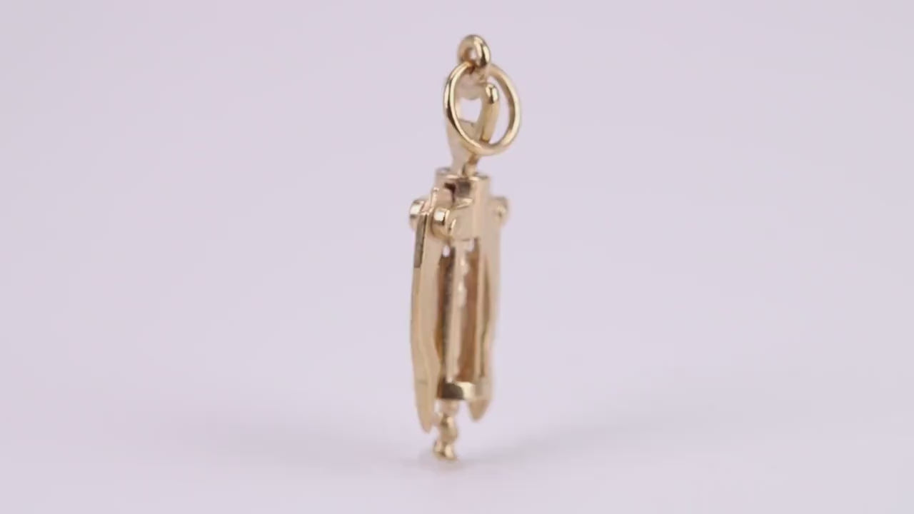 Wine Bottle Opener Charm, Traditional Charm, Made from Solid Yellow Gold, British Hallmarked, Complete with Attachment Link