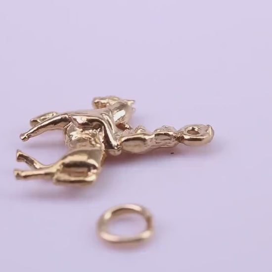 Lady Godiva Charm, Traditional Charm, Made from Solid 9ct Yellow Gold, British Hallmarked, Complete with Attachment Link
