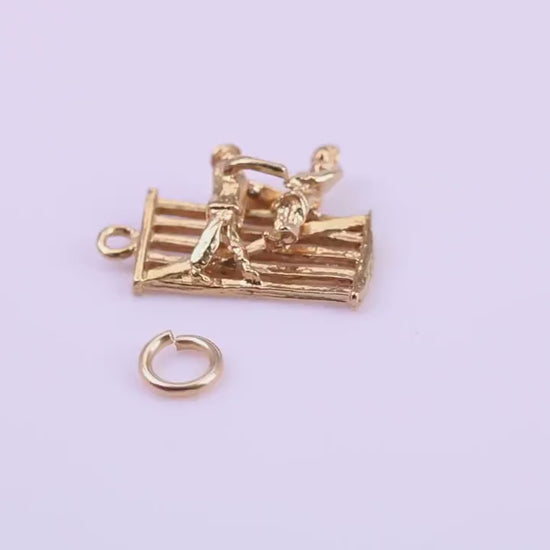 Natter by the Fence Charm, Traditional Charm, Made from Solid 9ct Yellow Gold, British Hallmarked, Complete with Attachment Link