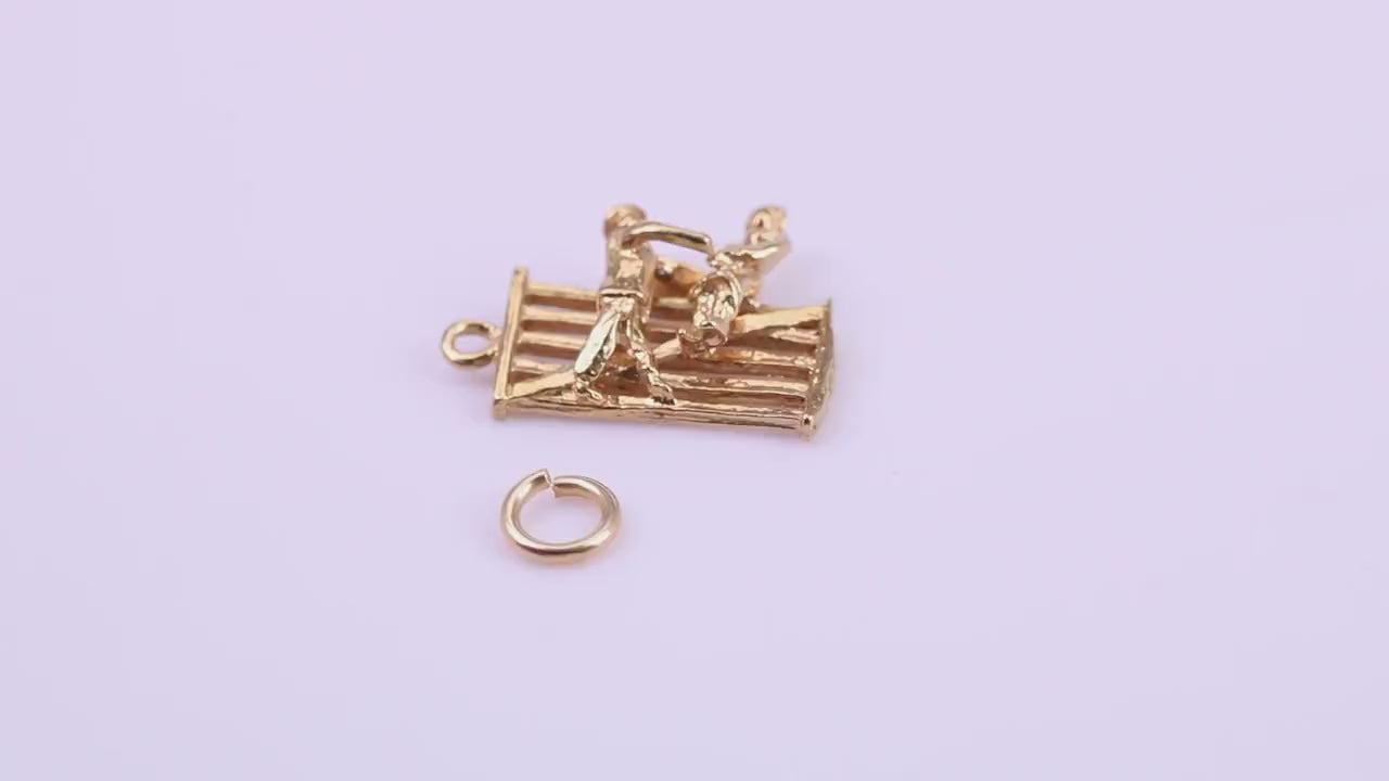 Natter by the Fence Charm, Traditional Charm, Made from Solid 9ct Yellow Gold, British Hallmarked, Complete with Attachment Link