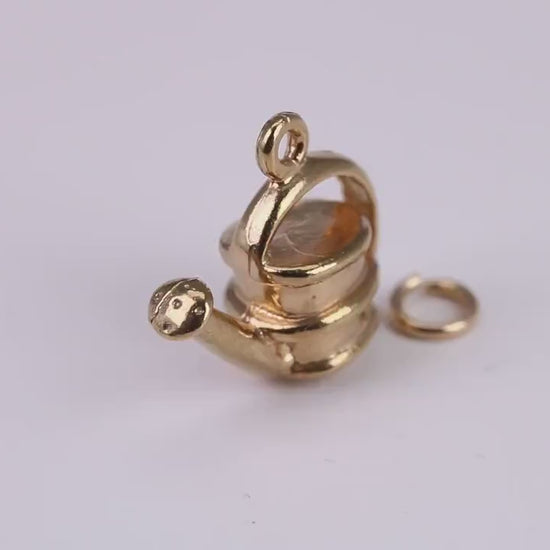 Garden Watering Can Charm, Traditional Charm, Made From Solid Yellow Gold with British Hallmark, Complete with Attachment Link