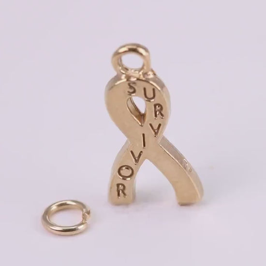 Survivor Charm, Traditional Charm, Made from Solid Yellow Gold, British Hallmarked, Complete with Attachment Link