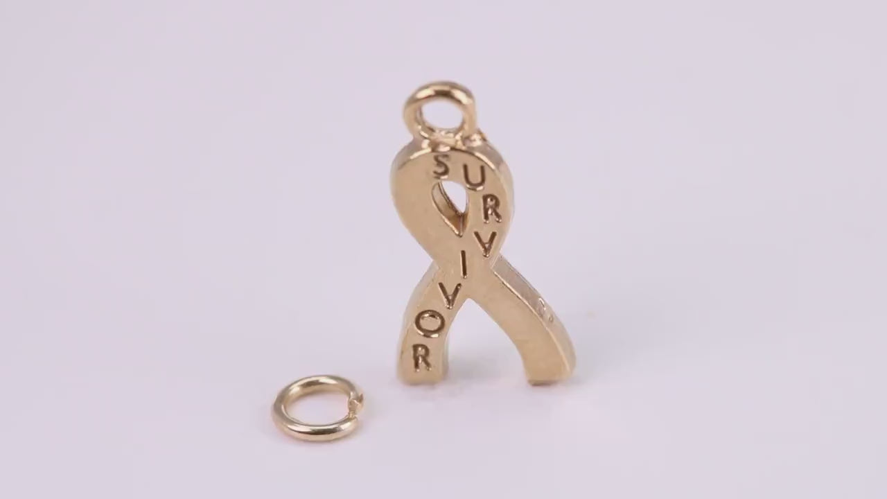 Survivor Charm, Traditional Charm, Made from Solid Yellow Gold, British Hallmarked, Complete with Attachment Link