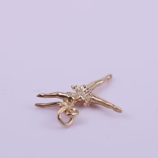 Ballerina Charm, Made From Solid 9ct Yellow Gold, British Hallmarked and Complete With Attachment Link