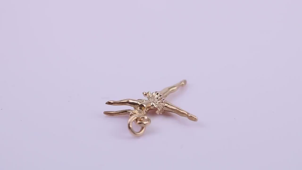 Ballerina Charm, Made From Solid 9ct Yellow Gold, British Hallmarked and Complete With Attachment Link