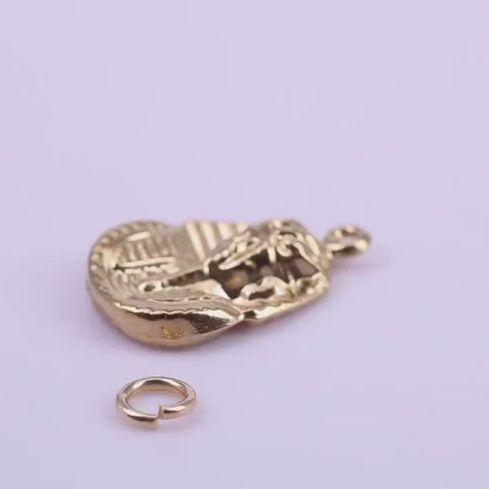 King Tutankhamun Charm, Traditional Charm, Made from Solid 9ct Yellow Gold, British Hallmarked, Complete with Attachment Link