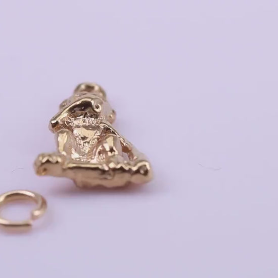 Speak no Evil Monkey Charm, Traditional Charm, Made from Solid 9ct Yellow Gold, British Hallmarked, Complete with Attachment Link