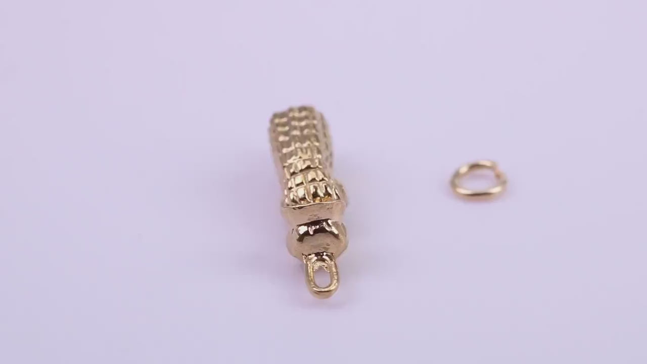 Little Bo Peep Charm, Traditional Charm, Made from Solid 9ct Yellow Gold, British Hallmarked, Complete with Attachment Link