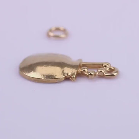 Cooking Pot Charm, Traditional Charm, Made from Solid 9ct Yellow Gold, British Hallmarked, Complete with Attachment Link