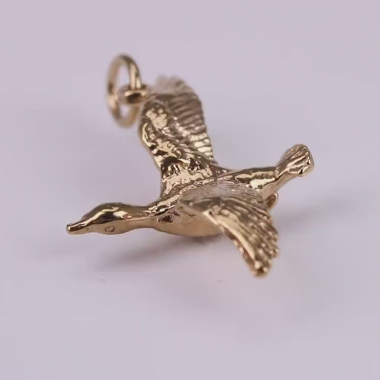 Flying Swan Charm, Traditional Charm, Made From Solid Yellow Gold with British Hallmark, Complete with Attachment Link