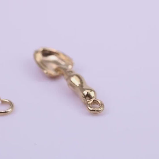 Garden Trowel Charm, Traditional Charm, Made from Solid 9ct Yellow Gold, British Hallmarked, Complete with Attachment Link