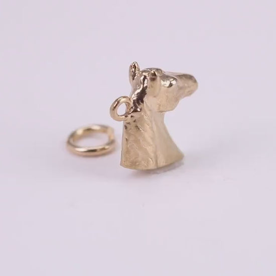 Horse Head Charm, Traditional Charm, Made from Solid Yellow Gold, British Hallmarked, Complete with Attachment Link