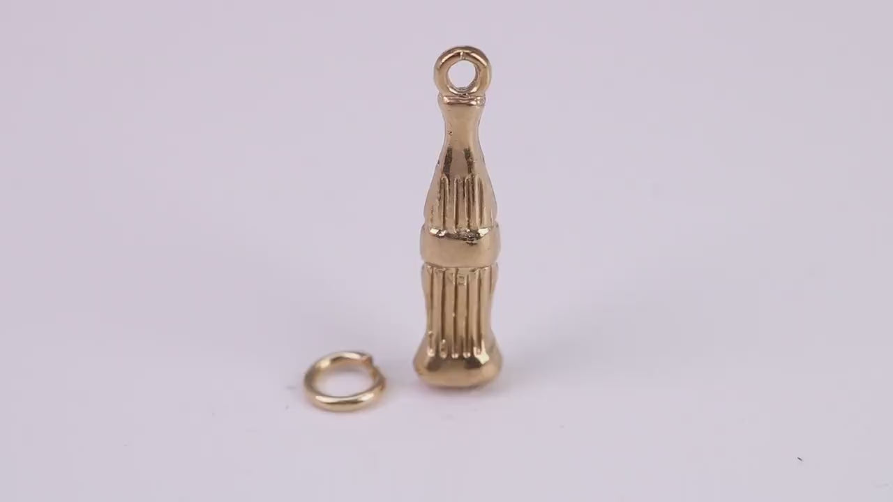 Cola Bottle Charm, Traditional Charm, Made From Solid Yellow Gold with British Hallmark, Complete with Attachment Link