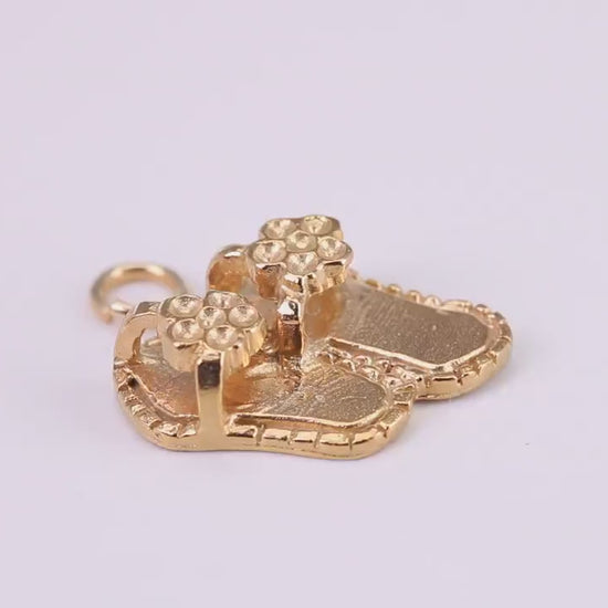 Sandals Charm, Traditional Charm, Made from Solid Yellow Gold, British Hallmarked, Complete with Attachment Link