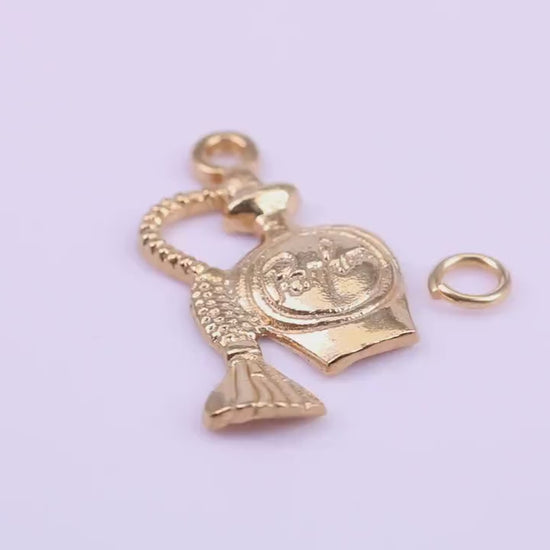 Perfume Bottle Charm, Traditional Charm, Made from Solid 9ct Yellow Gold, British Hallmarked, Complete with Attachment Link