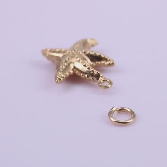 Star Fish Charm, Traditional Charm, Made from Solid 9ct Yellow Gold, British Hallmarked, Complete with Attachment Link