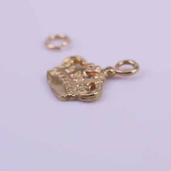 Royal Crown Charm, Traditional Charm, Made from Solid 9ct Yellow Gold, British Hallmarked, Complete with Attachment Link