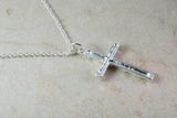 Sterling Silver Bark Effect Cross Necklace