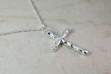 Sterling Silver Bark Effect Cross Necklace