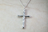 Sterling Silver Bark Effect Cross Necklace
