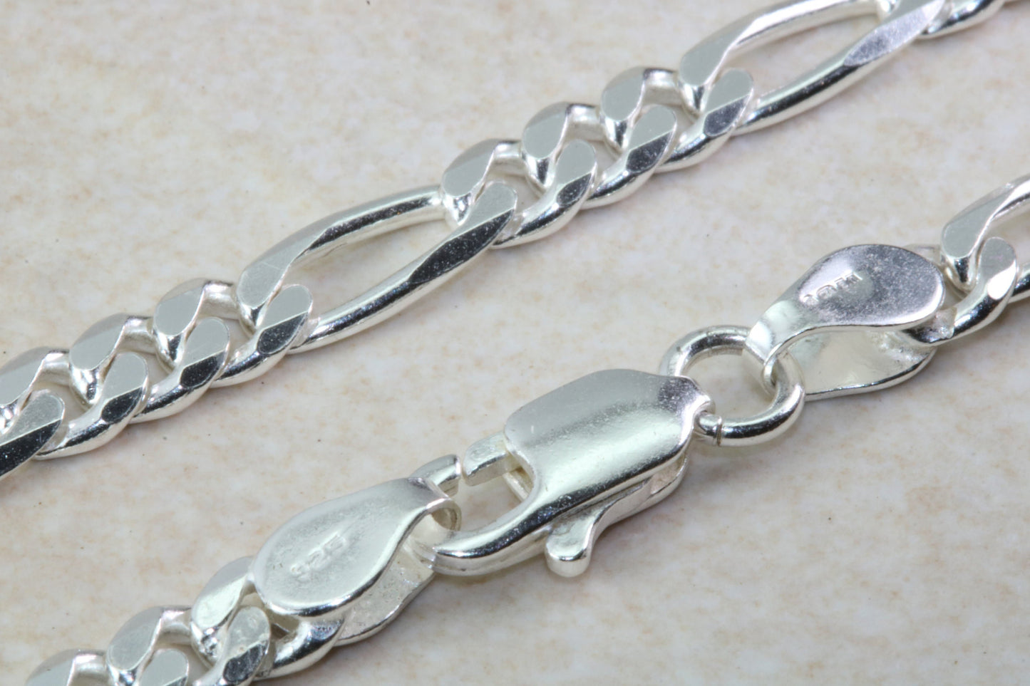 Silver Heavy 18 inch Long Figaro Chain