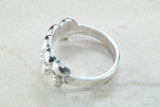 Skull ring,solid silver, 5 skulls around ring, perfect for ladies and gents. Available in Silver, Yellow gold, White gold and Platinum