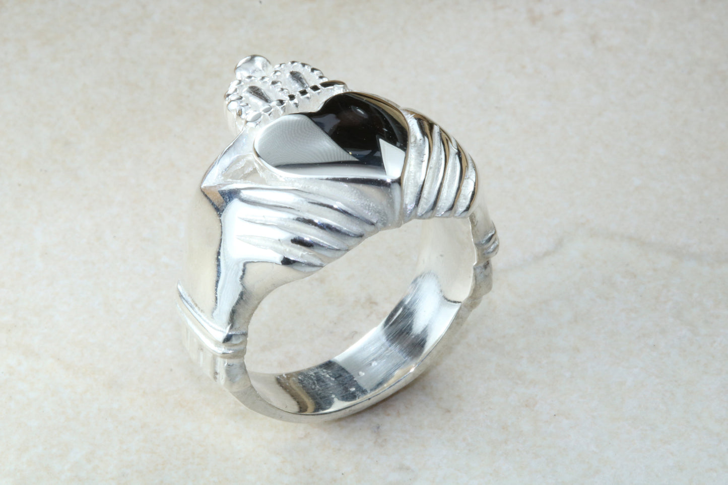 Very large and very very heavy Claddagh ring, solid silver, for ladies or gents. Available in silver, yellow gold, white gold and platinum