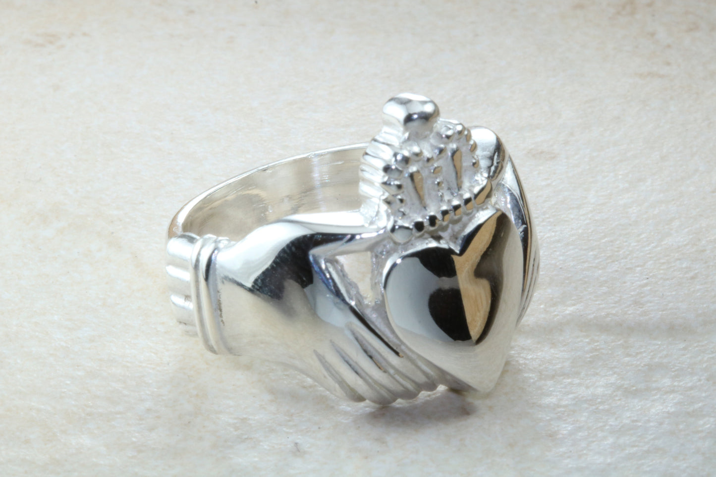 Very large and very very heavy Claddagh ring, solid silver, for ladies or gents. Available in silver, yellow gold, white gold and platinum