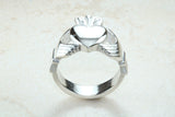 Very large and very very heavy Claddagh ring, solid silver, for ladies or gents. Available in silver, yellow gold, white gold and platinum
