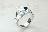 Very large and very very heavy Claddagh ring, solid silver, for ladies or gents. Available in silver, yellow gold, white gold and platinum