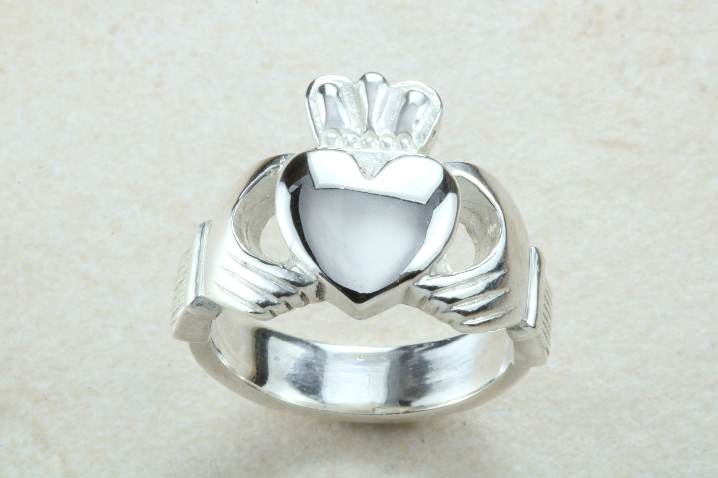 Very large and very very heavy Claddagh ring, solid silver, for ladies or gents. Available in silver, yellow gold, white gold and platinum