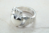 Very large and very very heavy Claddagh ring, solid silver, for ladies or gents. Available in silver, yellow gold, white gold and platinum