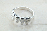 Skull ring,solid silver, 5 skulls around ring, perfect for ladies and gents. Available in Silver, Yellow gold, White gold and Platinum