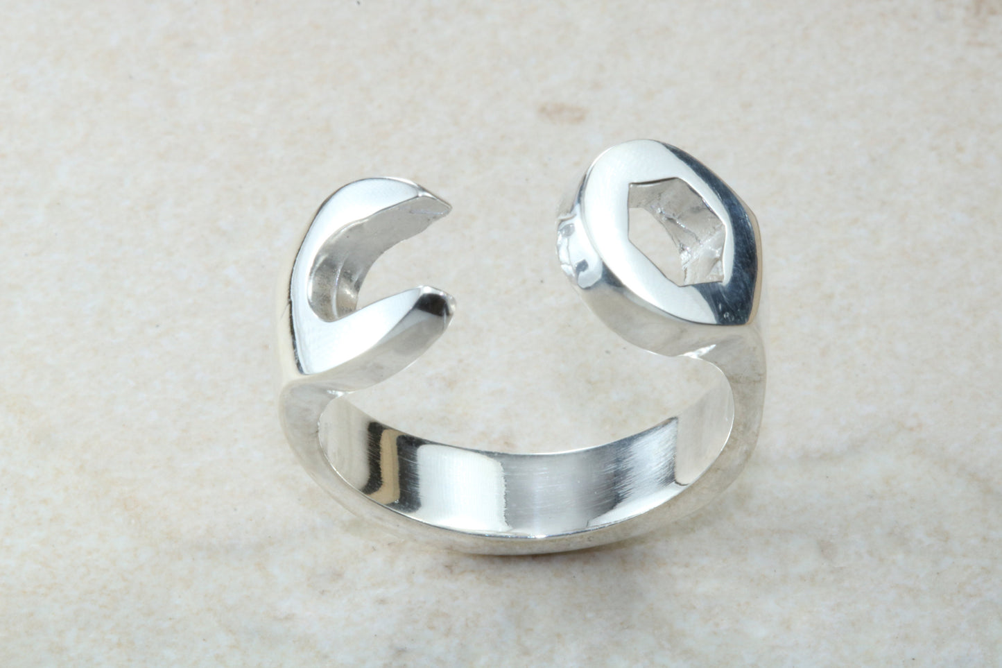 Chunky Spanner ring, solid silver, suitable for ladies or gents. Available in silver, yellow gold, white gold and platinum