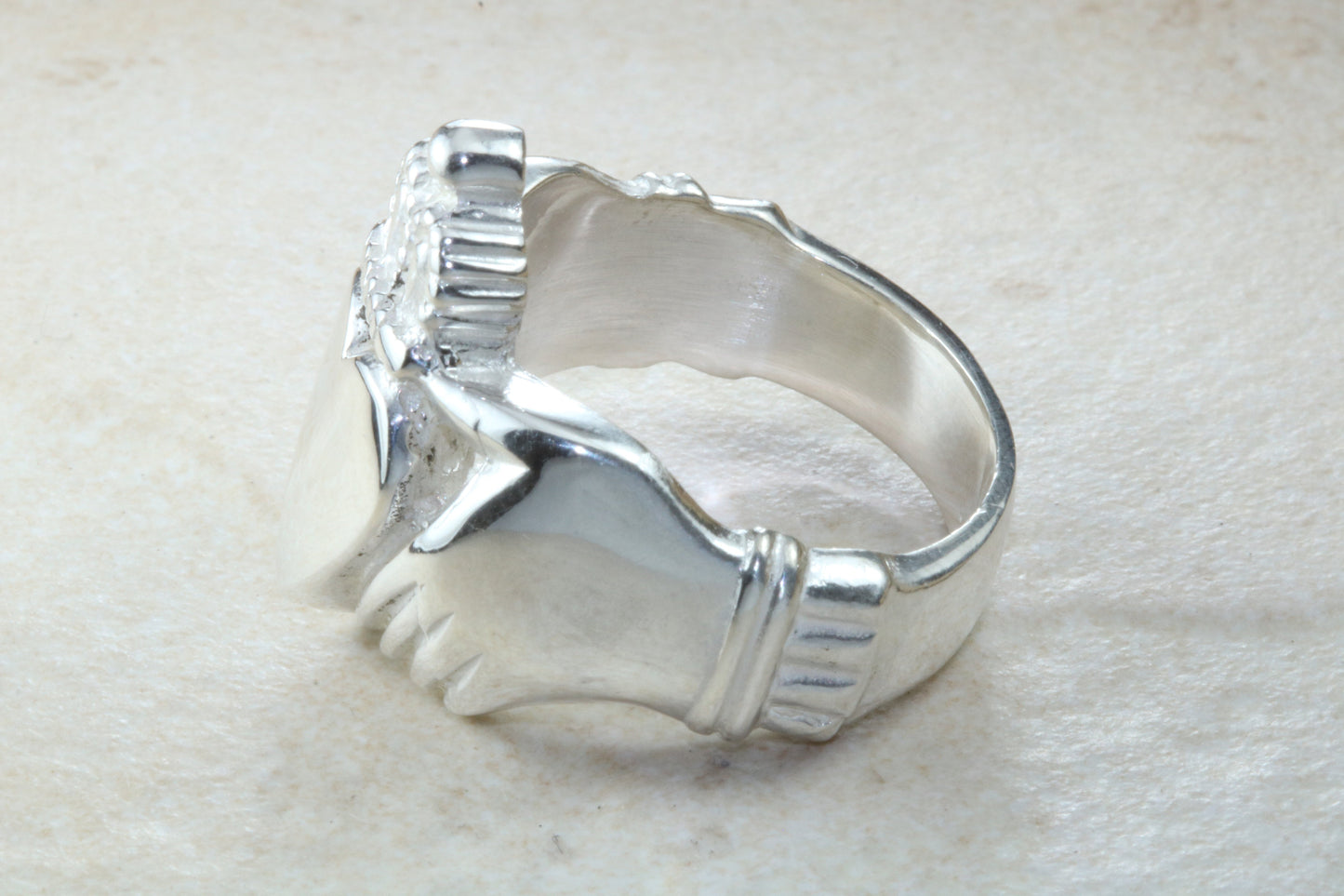 Very large and very very heavy Claddagh ring, solid silver, for ladies or gents. Available in silver, yellow gold, white gold and platinum