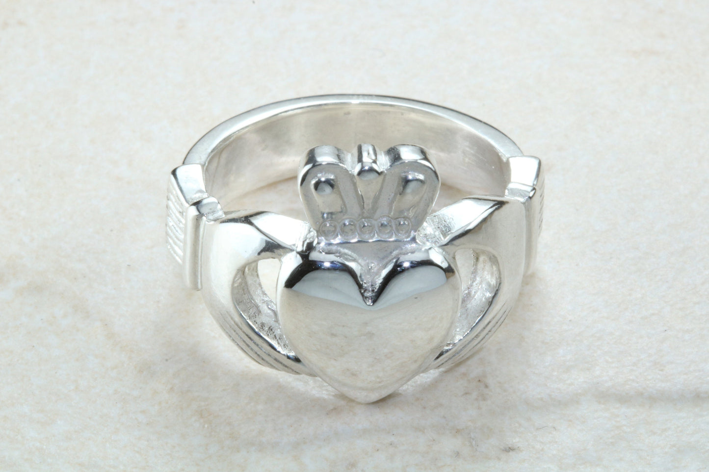 Very large and very very heavy Claddagh ring, solid silver, for ladies or gents. Available in silver, yellow gold, white gold and platinum
