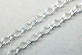 Diamond Cut Flat Curb Chain, Sterling Silver Chain, 22 inch Length