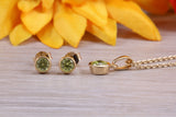 Sterling Silver Real Peridot Earrings and Matching Necklace