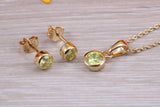 Sterling Silver Real Peridot Earrings and Matching Necklace