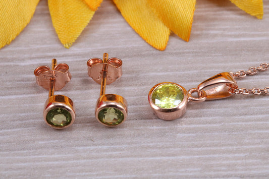 Sterling Silver Real Peridot Earrings and Matching Necklace