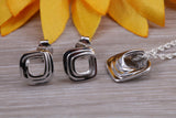 Sterling Silver Stud Earrings with Matching Necklace