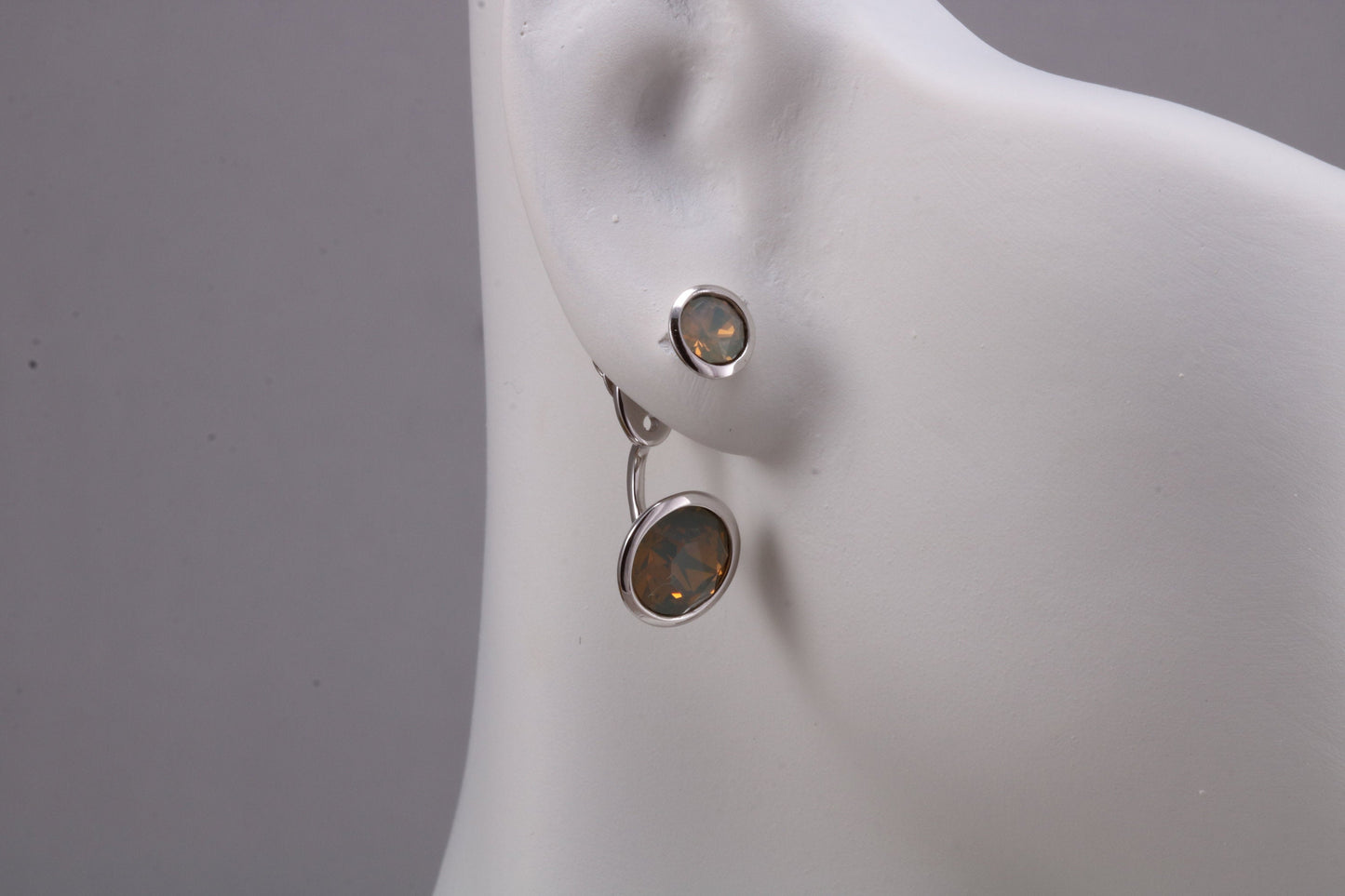 Sterling Silver Two in One Grey Opal Stud Earrings or Dropper Earrings