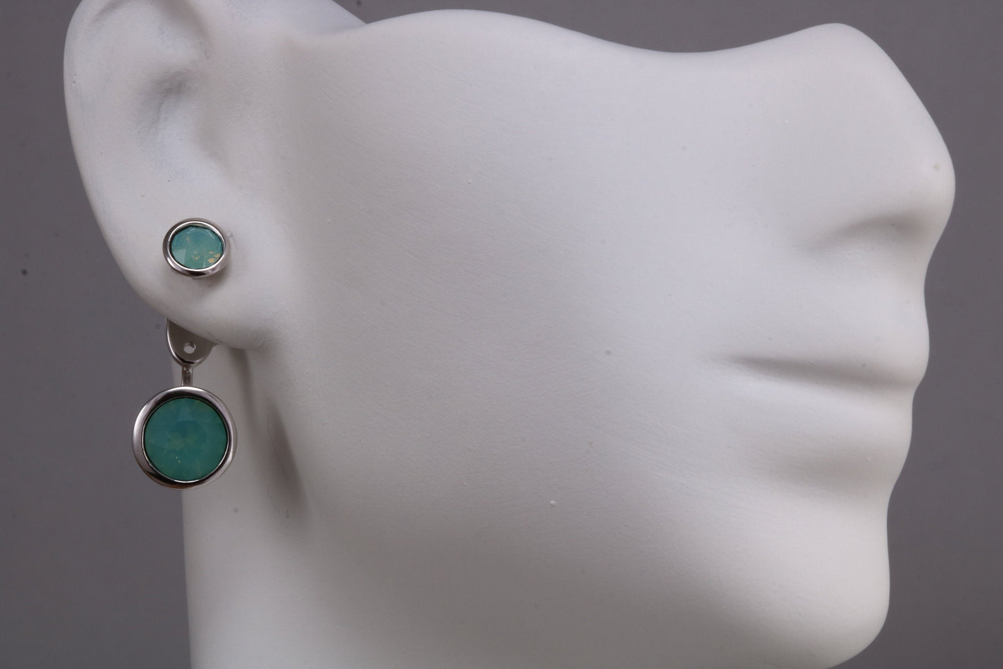 Sterling Silver Two in One  Air Blue Opal Stud Earrings or Dropper Earrings