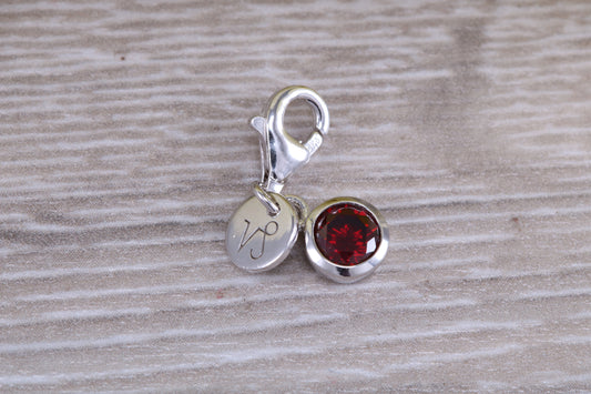 Sterling Silver January Garnet Birthstone Charm
