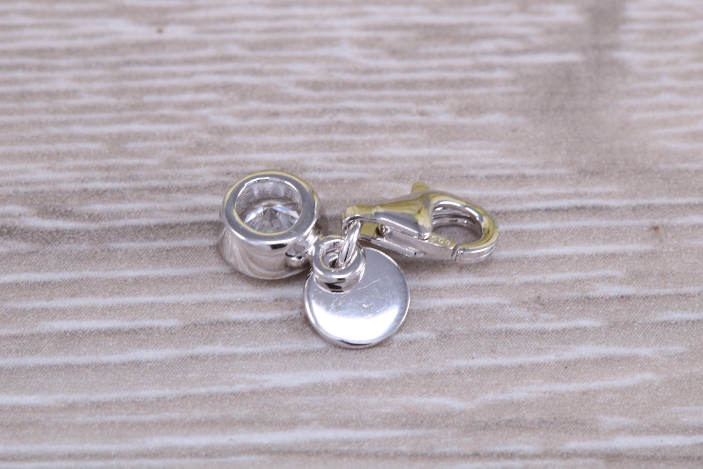 Sterling Silver April Diamond C Z Birthstone Charm