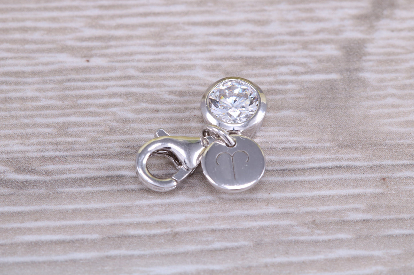 Sterling Silver April Diamond C Z Birthstone Charm