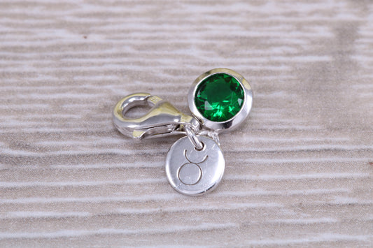 Sterling Silver May Emerald Birthstone Charm