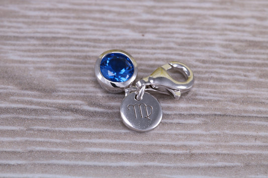 Sterling Silver September Sapphire Birthstone Charm