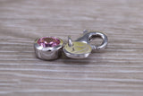 Sterling Silver October Pink Rose Birthstone Charm