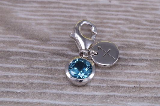 Sterling Silver December Blue Zircon Birthstone Charm